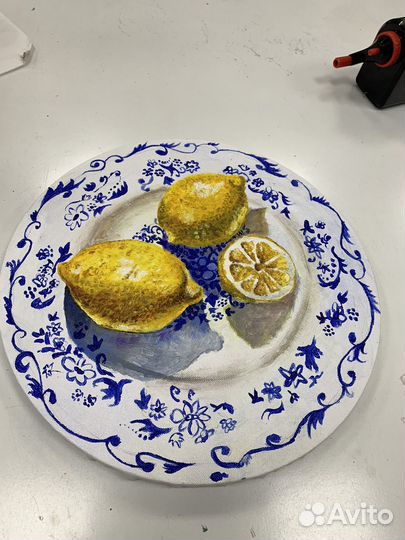 Картина акрилом на холсте лимоны