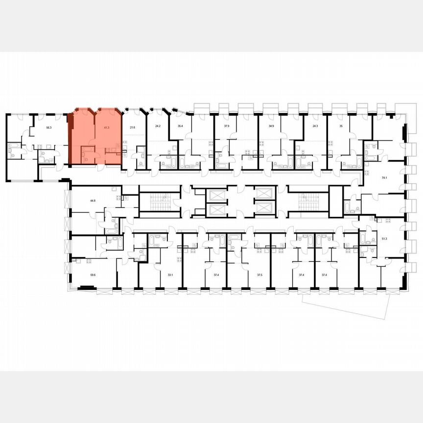 1-к. квартира, 41,3 м², 2/30 эт.