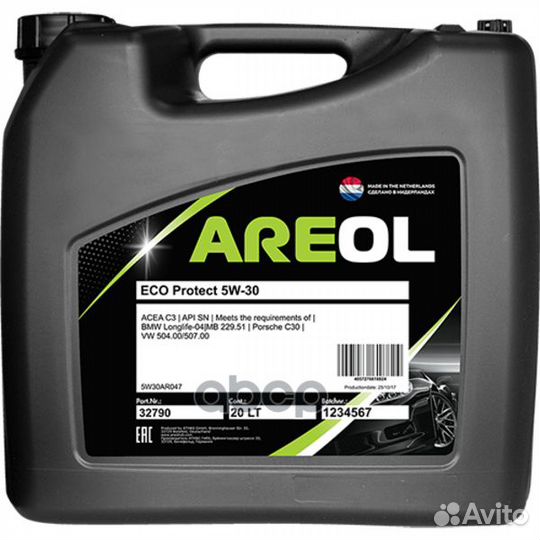 Areol ECO Protect 5W30 (20L) масло моторное си