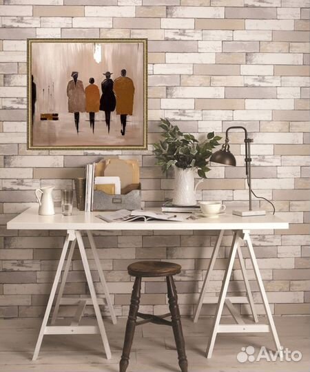 Интерьерная картина с поталью «Золотые люди