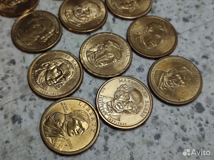 США 1 доллар набор 12 монет Президенты