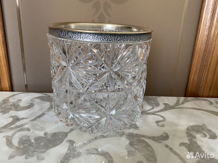 Винтажная большая ваза Салатник Хрусталь Мельхиор