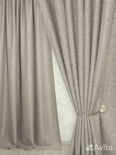 Шторы рогожка серо-коричневый