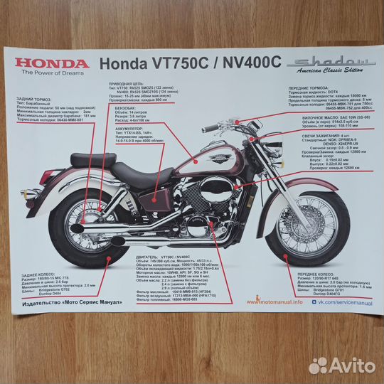 Мануал на круизер Honda Shadow VT 750C/NV400