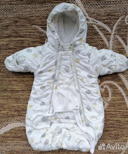 Конверт на выписку для девочки зимний 56р+ шапочка