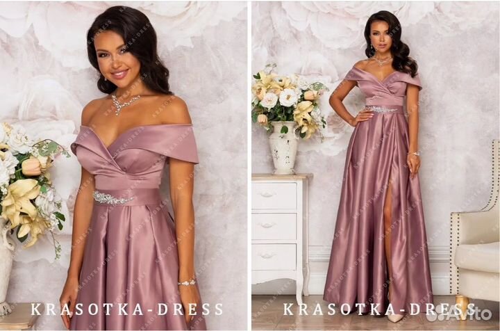 Вечернее платье в пол 46 с разрезом