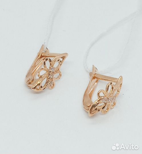 Золотые серьги с фианитом