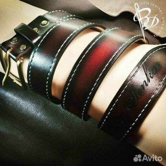 Мужской кожаный ремень ручной работы