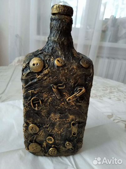 Бутылка интерьерная в технике декупаж