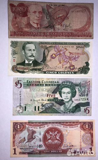 Банкноты Ямайка Тринидат Куба Доминикана Коста Рик