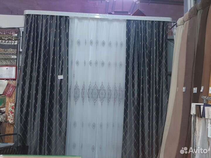 Комплект шторы и тюль, бархат
