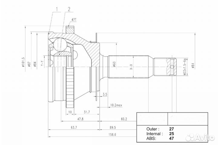 Шрус наружный Hyundai Sonata IV Тагаз