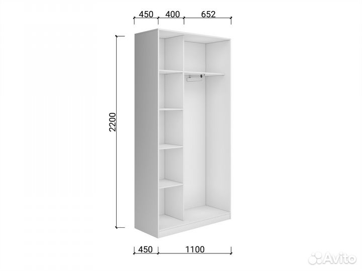 Шкаф купе новый 2200х1100х450 лдсп+зеркало