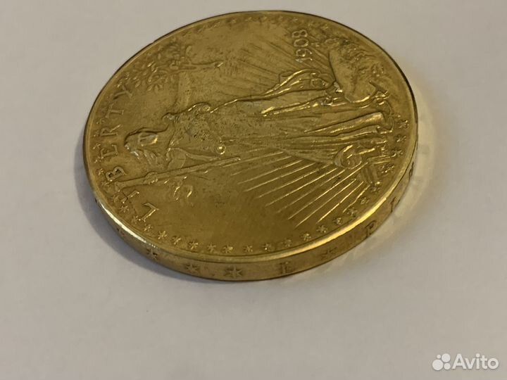 Монета 20 долларов 1908 год США