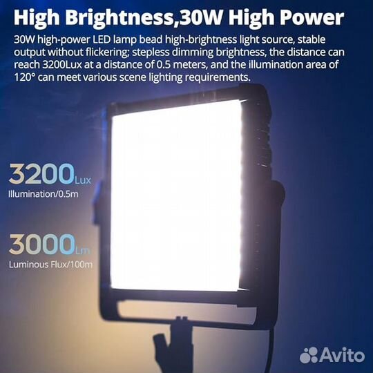 RGB видеосвет Ambitful P35R 30w +софтбокс с сотами