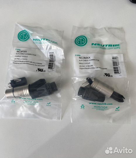 Разъемы коннекторы Neutrik xlr серебряные