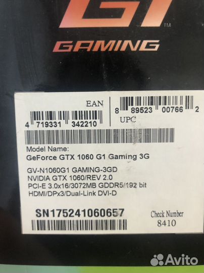 Видеокарта gtx 1060 3gb gigabyte