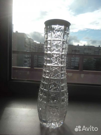 Хрустальная ваза с мельхиором. Винтаж