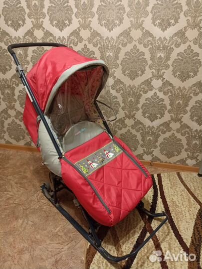 Детские санки коляска с колесами