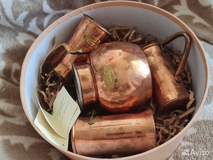 Посуда чайник и кружки медные Mediterranean