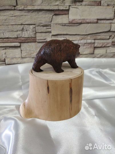 Шкатулка Мишка на пне