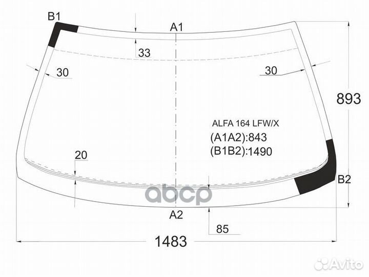 Стекло лобовое alfa romeo 164 87-98 alfa164 LFW