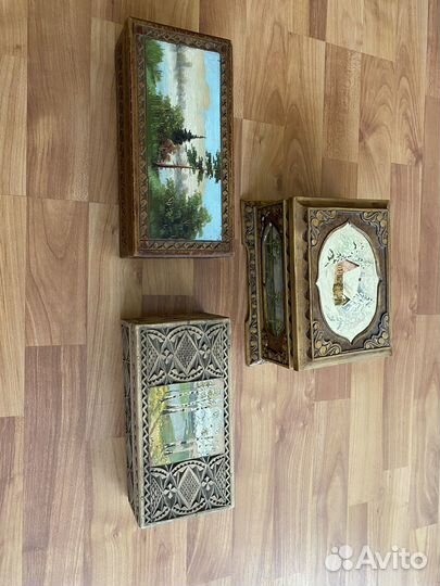 Деревянная резная шкатулка с росписью 50-60 годы