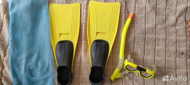 Маска и ласты детские размер 36-37