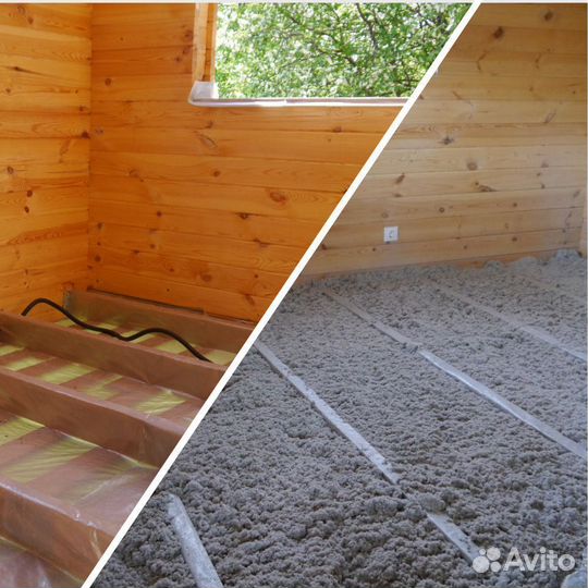 Эковата Утепление пола эковатой