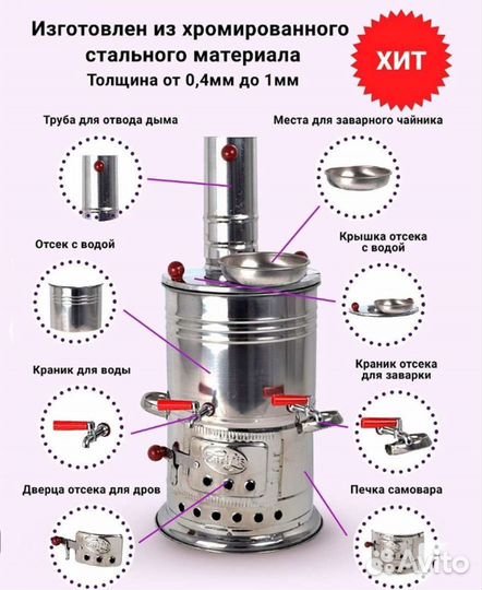 Самовар на дровах турецкий