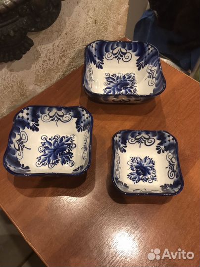 Салатники Фарфор Гжель Квадрат