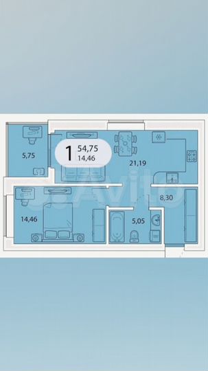 1-к. квартира, 55 м², 5/5 эт.