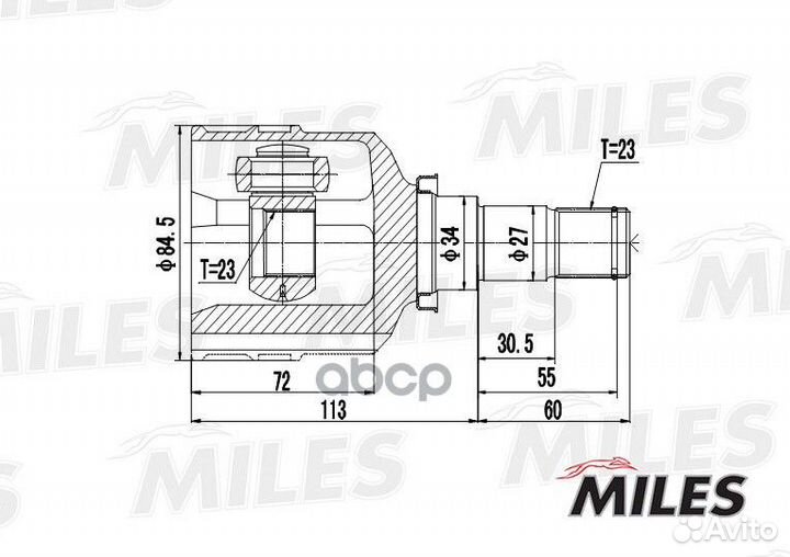 Шрус внутренний toyota echo/yaris 1.5 99-06 (GS