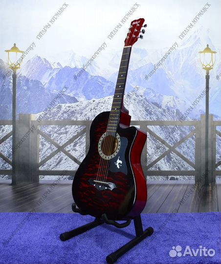 Акустическая гитара (новая), полный комплект
