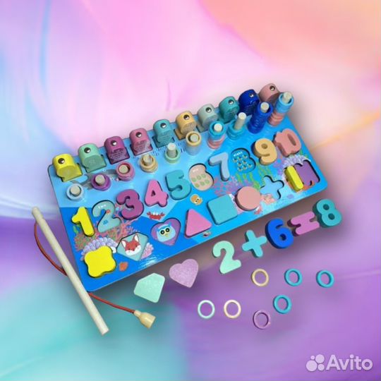 Развивающая игрушка рыбалка магнитная деревянная