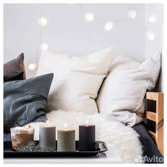 Свечи IKEA Glasbjork 3шт кедр и ваниль