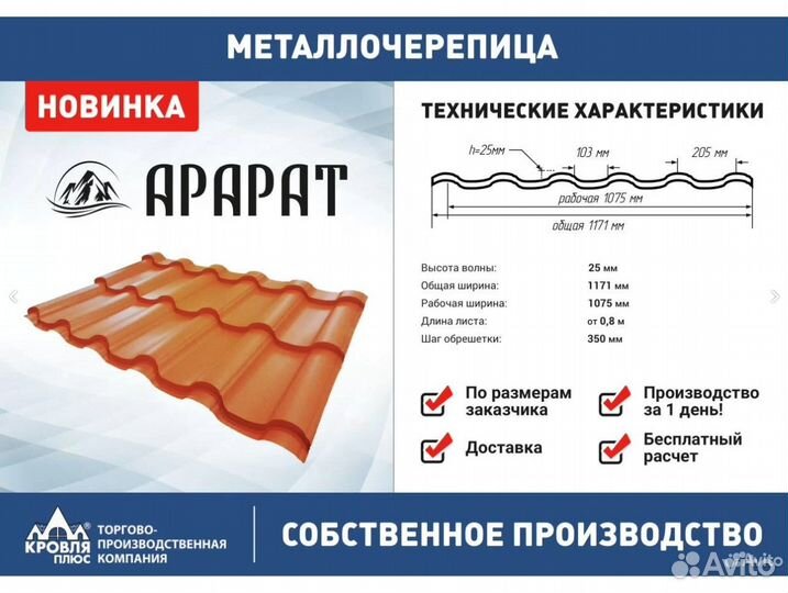 Металлочерепица Арарат. Собственное производство