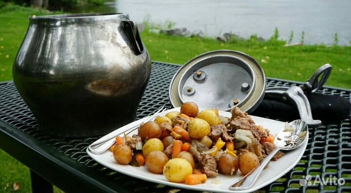 Афганский казан на 8 литров с ручками низ хром