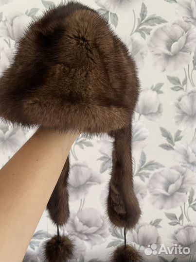 Норковая вязаная шапка женская