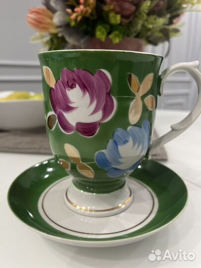 Большая чайная пара Агашки Дулево