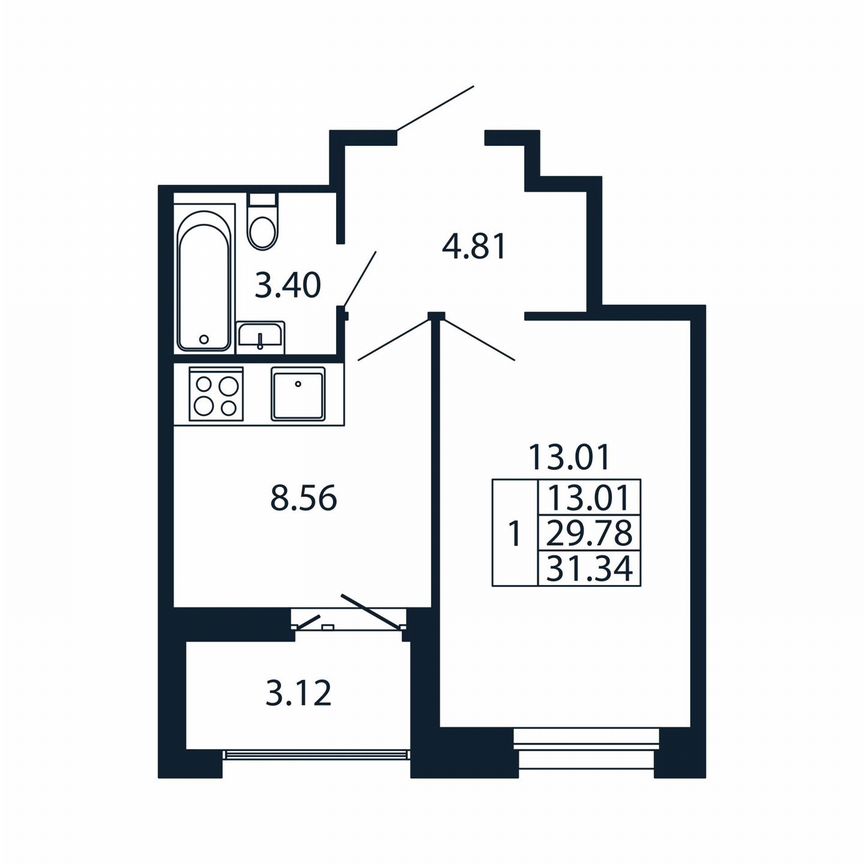 1-к. квартира, 32,9 м², 6/12 эт.