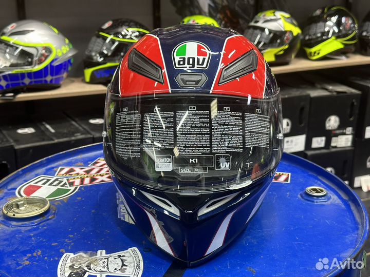 Шлем AGV K-1 Pitlane Blue/Red/Yellow