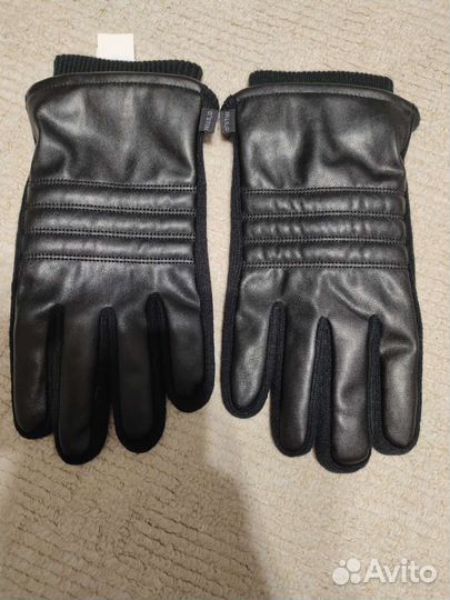Мужские кожаные перчатки зимние новые