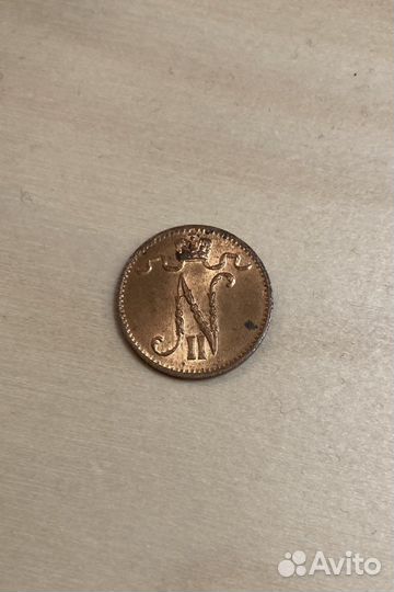Царская монета 1 пенни 1916 г. медная