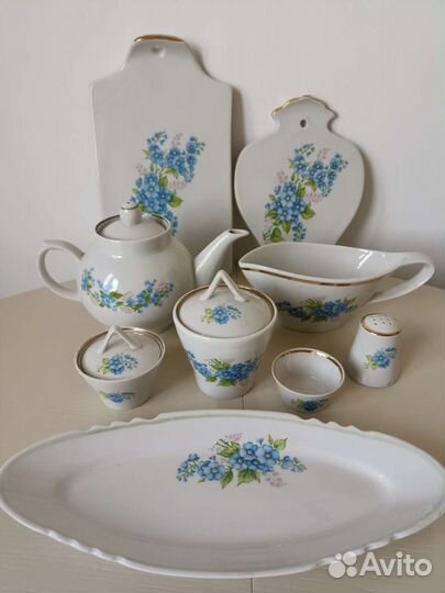 Фарфоровая посуда Дулево, незабудки, СССР