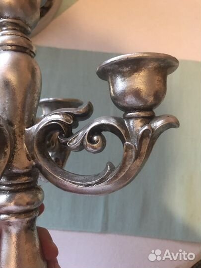 Подсвечник дерево+серебрение