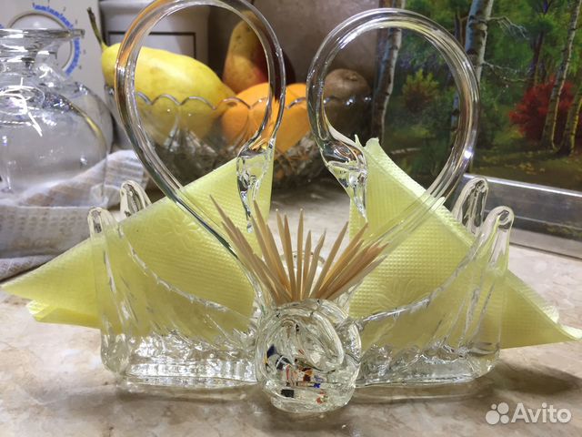 Салфетница Лебеди стекло