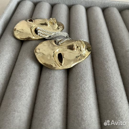 Серьги маска стильные тренд необычные