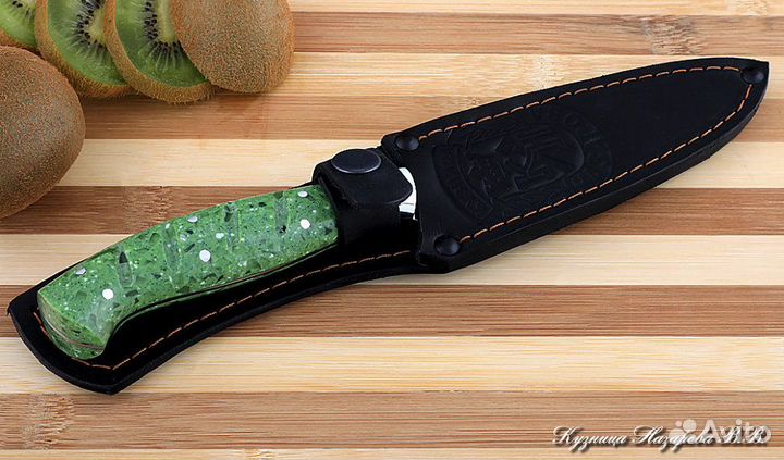 Кухонный нож № 2 сталь 95Х18 рукоять акрил зеленый