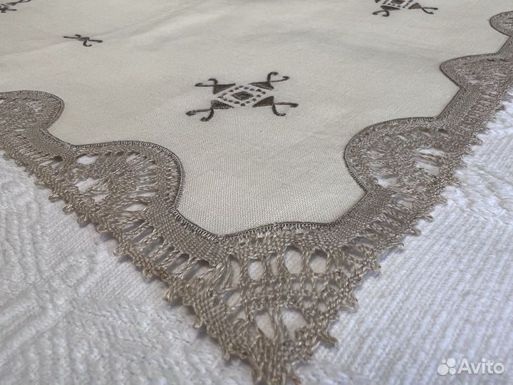 Винтажная салфетка лён вышивка Англия